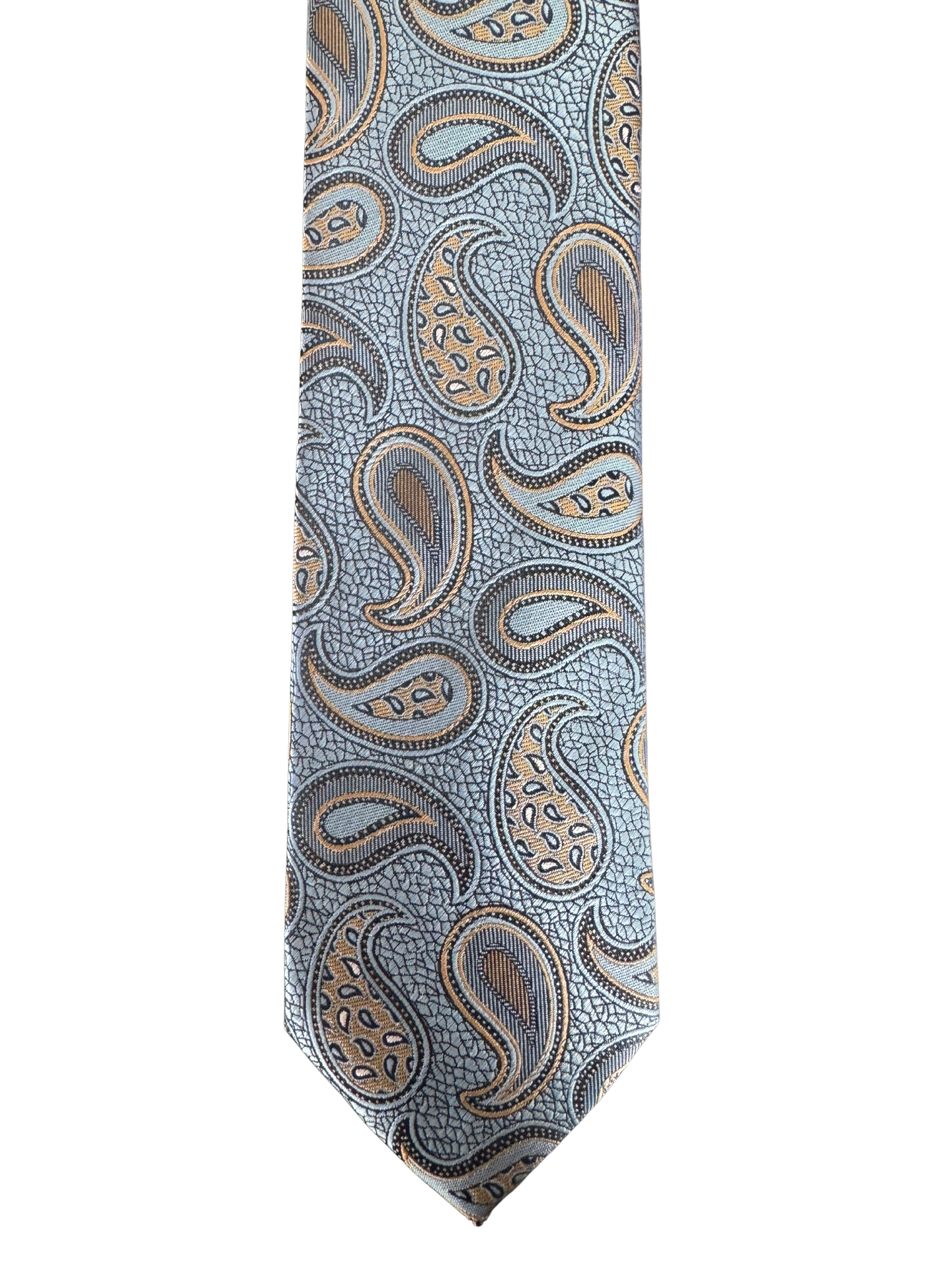 Light Blue Tan-Paisley Tie