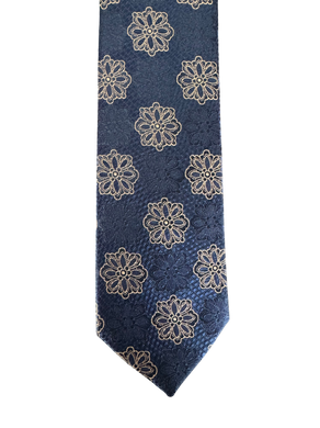 Navy Tan Medallion Tie