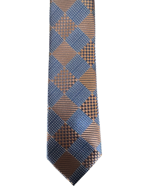 Navy Brown Checkered Tie