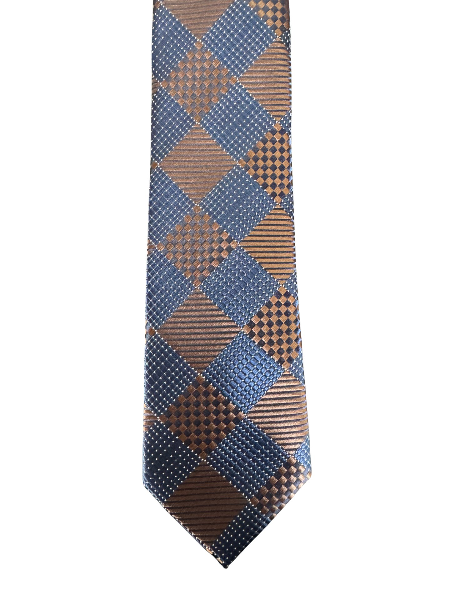 Navy Brown Checkered Tie