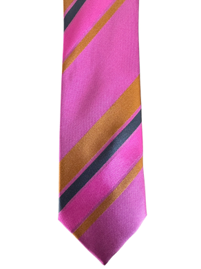 Pink Navy Gold Striped Tie