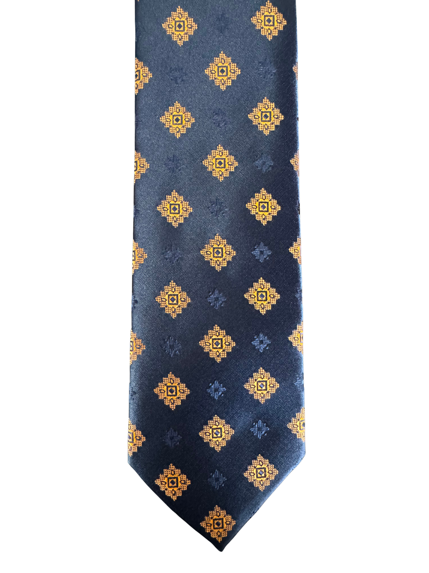Navy Yellow Square Pattern Tie