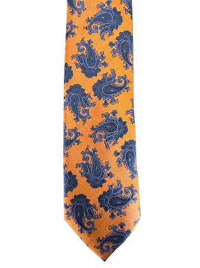 Orange Blue Royal Paisley Tie