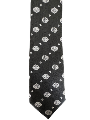 Black Floral Dot Tie
