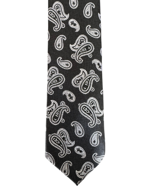 Black Twin Teardrop Paisley Tie