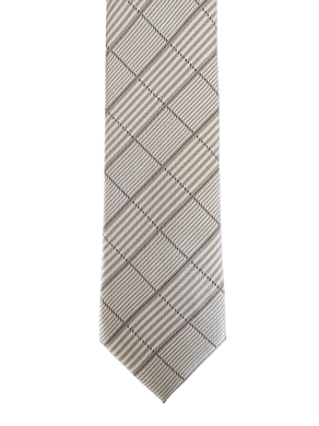 Beige Diagonal Check Stripe Tie