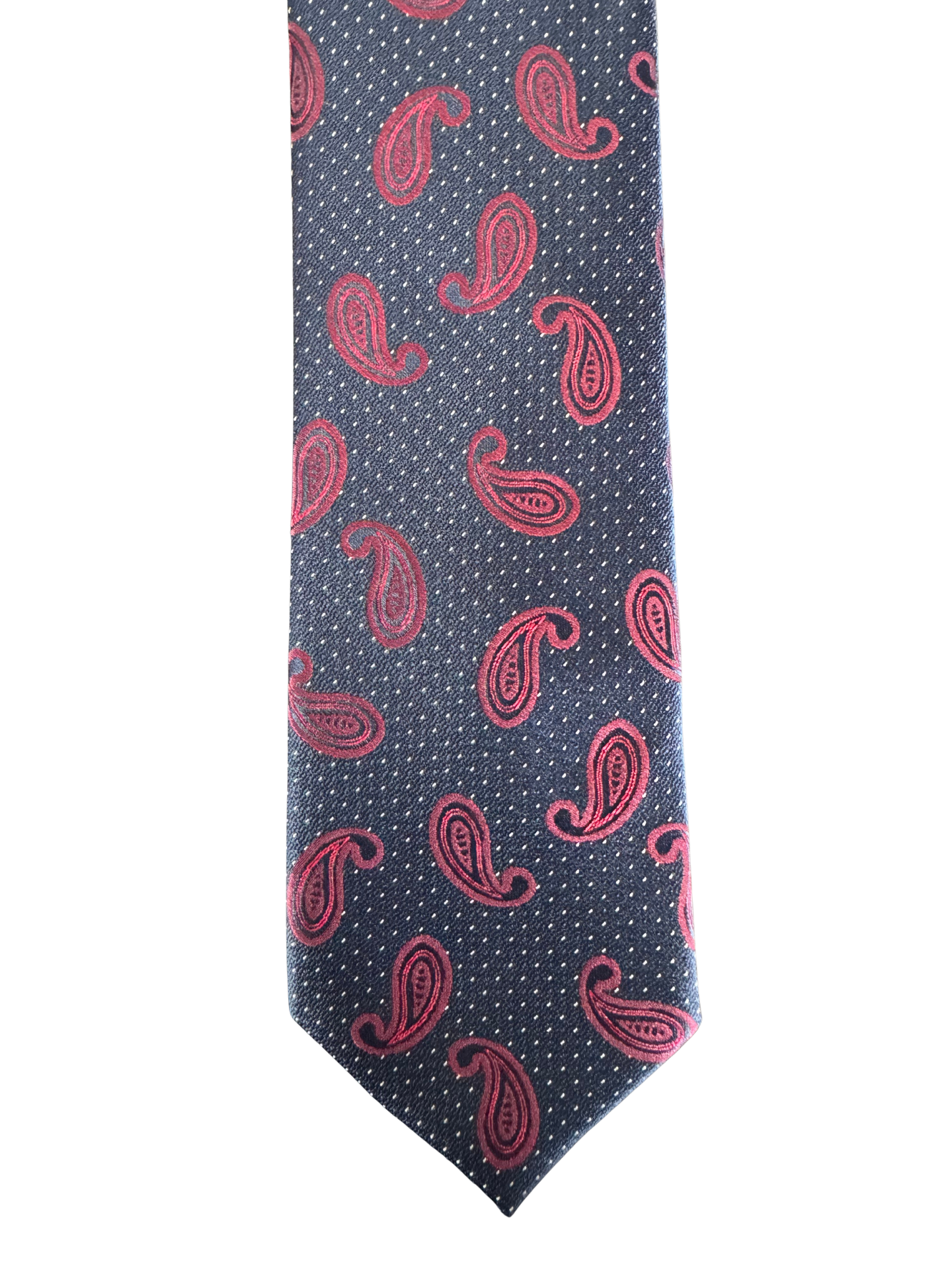 Navy Scarlet-Teardrop Paisley Tie