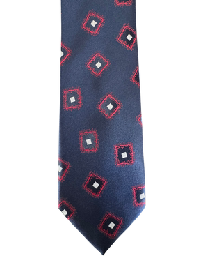 Crimson Square on Navy Tie