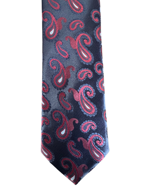 Twin Crimson Paisley on Midnight Tie