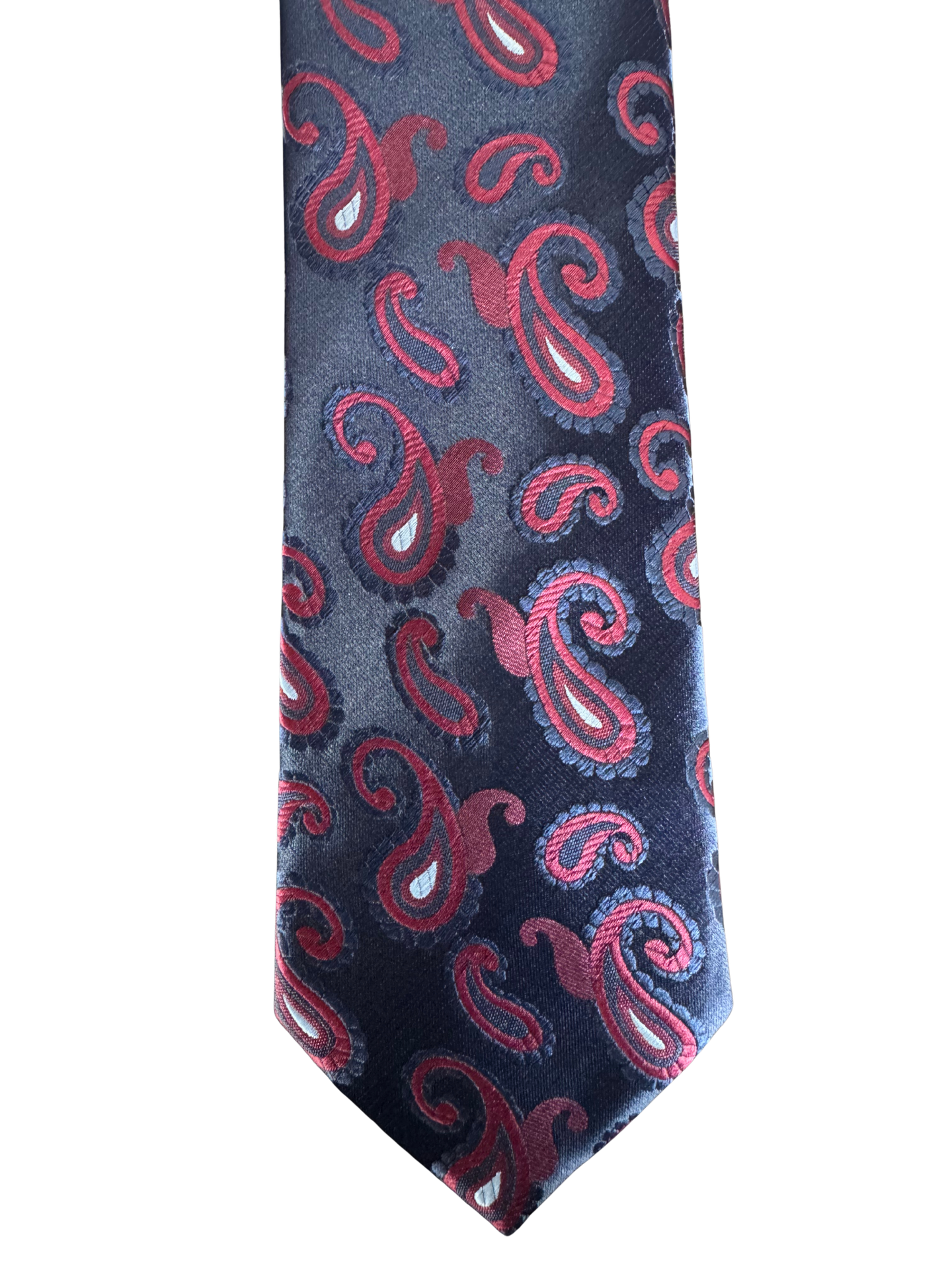 Twin Crimson Paisley on Midnight Tie