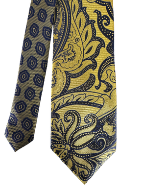 Golden Paisley Dual Pattern Contrast Knot Tie