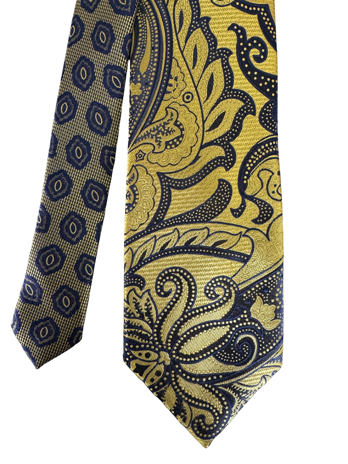 Golden Paisley Dual Pattern Contrast Knot Tie