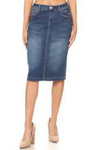 Load image into Gallery viewer, Indigo Wash White Stitching Denim Skirt