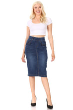 Load image into Gallery viewer, Indigo Wash Stretch Band Belt Loop Denim Skirt
