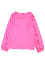 Load image into Gallery viewer, Pink Satin Puff Long Sleeve Crewneck Top