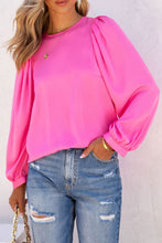 Load image into Gallery viewer, Pink Satin Puff Long Sleeve Crewneck Top