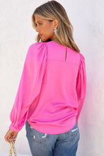 Load image into Gallery viewer, Pink Satin Puff Long Sleeve Crewneck Top
