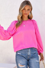Load image into Gallery viewer, Pink Satin Puff Long Sleeve Crewneck Top