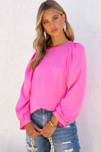 Load image into Gallery viewer, Pink Satin Puff Long Sleeve Crewneck Top