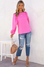 Load image into Gallery viewer, Pink Satin Puff Long Sleeve Crewneck Top