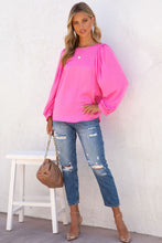 Load image into Gallery viewer, Pink Satin Puff Long Sleeve Crewneck Top