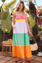 Load image into Gallery viewer, Colorblock High Waist Flowy Maxi Dress