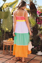 Load image into Gallery viewer, Colorblock High Waist Flowy Maxi Dress