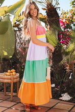 Load image into Gallery viewer, Colorblock High Waist Flowy Maxi Dress