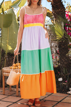 Load image into Gallery viewer, Colorblock High Waist Flowy Maxi Dress