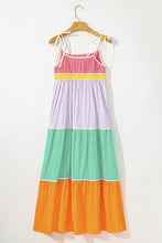 Load image into Gallery viewer, Colorblock High Waist Flowy Maxi Dress