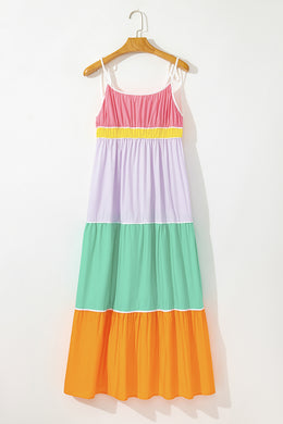 Colorblock High Waist Flowy Maxi Dress