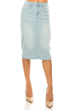 Load image into Gallery viewer, Light Indigo Wash Denim Skirt