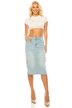 Load image into Gallery viewer, Light Indigo Wash Denim Skirt