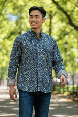 Lotus Midnight Contrast Sleeve Dress Shirt