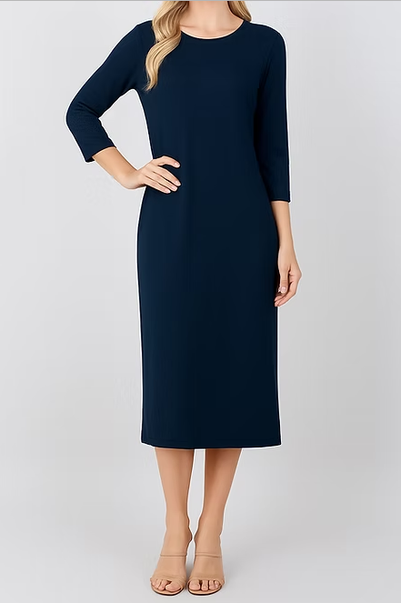 3/4 Sleeve Navy Layering Dress