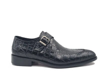 Load image into Gallery viewer, Carrucci Black Alligator Embossed Monk Strap