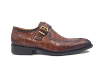 Load image into Gallery viewer, Carrucci Whisky Alligator Embossed Monk Strap