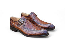 Load image into Gallery viewer, Carrucci Whisky Alligator Embossed Monk Strap