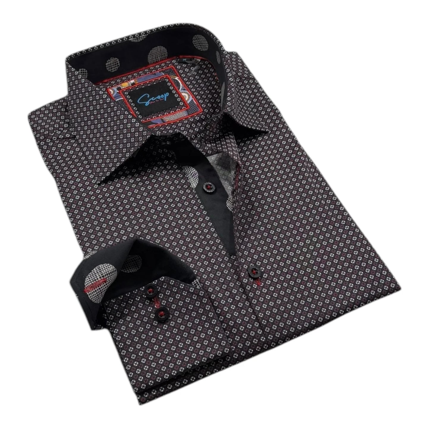 Slice Black Contrast Sleeve Dress Shirt