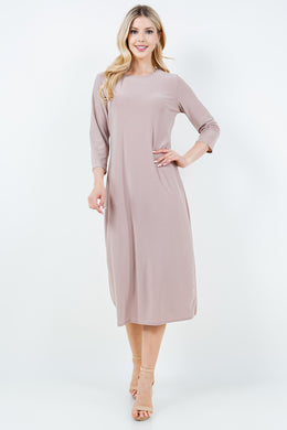 3/4 Sleeve Tan Layering Dress