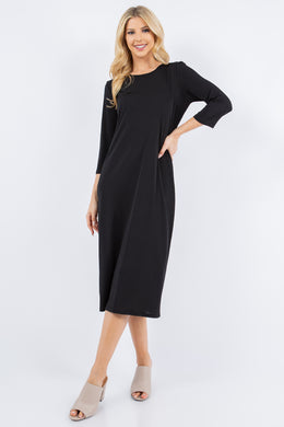 3/4 Sleeve Black Layering Dress