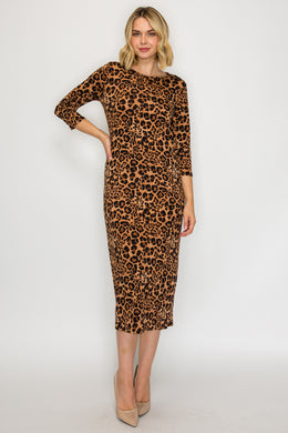 3/4 Sleeve Leopard Layering Dress