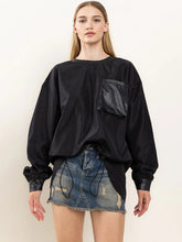 Load image into Gallery viewer, LONG SLEEVE FRONT POCKET ADJUSTABLE WAIST PULLOVER SWEATER