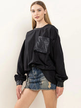 Load image into Gallery viewer, LONG SLEEVE FRONT POCKET ADJUSTABLE WAIST PULLOVER SWEATER