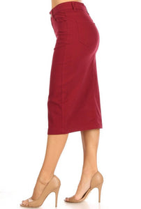 Cherry Red Denim Skirt