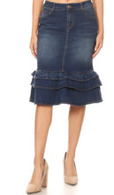 Load image into Gallery viewer, Ruffled Plain Indigo Denim Skirt