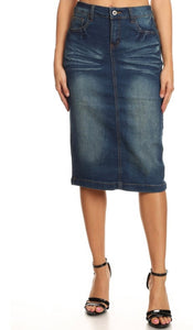 Vintage Wash Denim Skirt