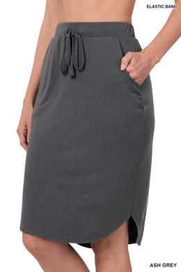Ash Grey Tulip Hem Drawstring Skirt