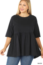 Load image into Gallery viewer, Black Half Sleeve Empire Waist Shirring Top