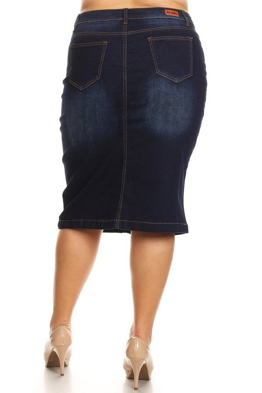 Dark Indigo Wash Denim Skirt